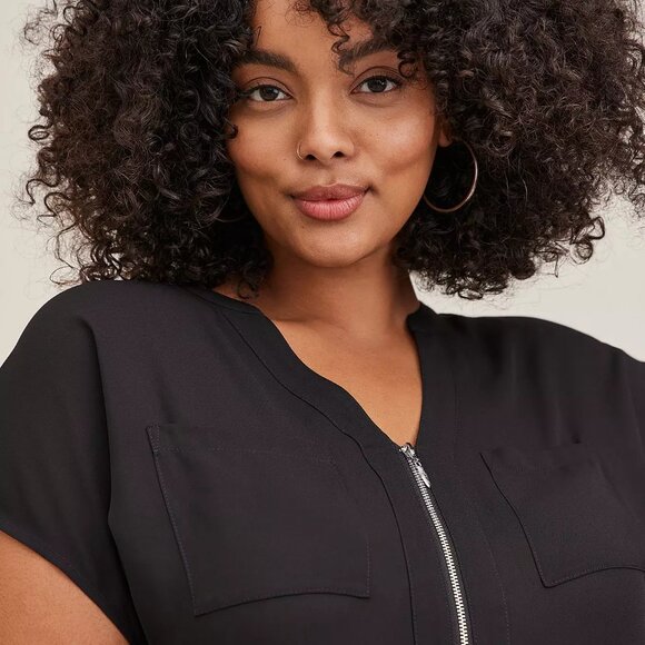 Torrid Georgette Zip-Front Dolman Tunic Blouse 4X - Picture 4 of 16